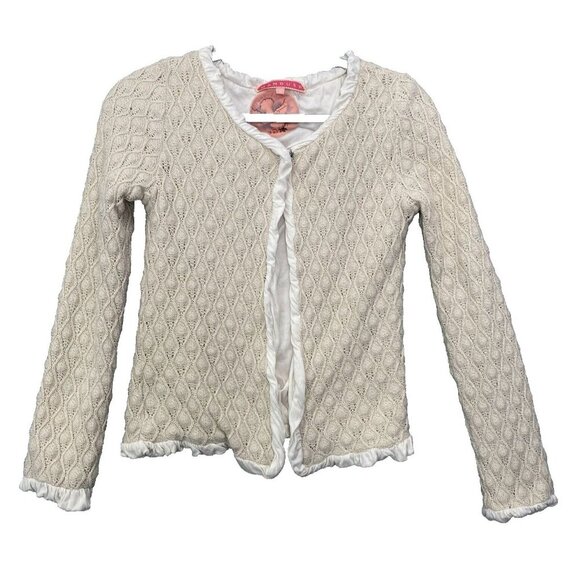 MANOUSH Women Sweater Size M Ivory Cardigan Single Snap Metallic Event Elegant - Picture 1 of 13